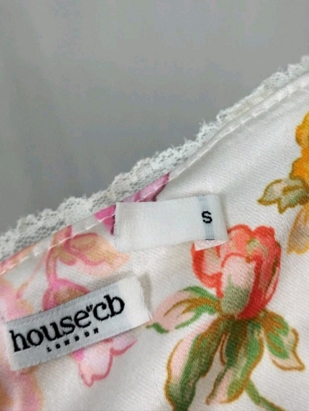 NWOT House Of Cb Josefina Small Evening Floral Satin Slip Dress Cream and Pink - Picture 3 of 4